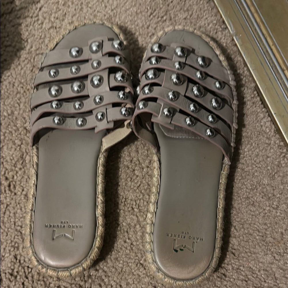 Marc Fisher Gray Studded Sandals